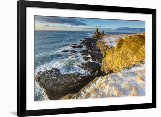 Panoramic view of the Londrangar sea stacks,Snaefellsness peninsula,western Iceland,Europe.-ClickAlps-Framed Photographic Print