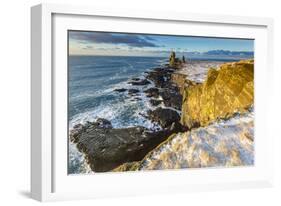 Panoramic view of the Londrangar sea stacks,Snaefellsness peninsula,western Iceland,Europe.-ClickAlps-Framed Photographic Print