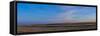 Panoramic View of the Rising Harvest Moon and Setting Sun, Alberta, Canada-null-Framed Stretched Canvas