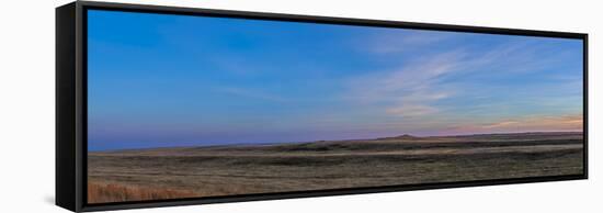 Panoramic View of the Rising Harvest Moon and Setting Sun, Alberta, Canada-null-Framed Stretched Canvas