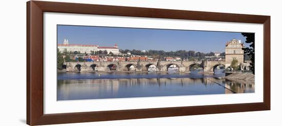 Panoramic View of the River Vltava with Charles Bridge and Castle District with Royal Palace-Markus Lange-Framed Photographic Print