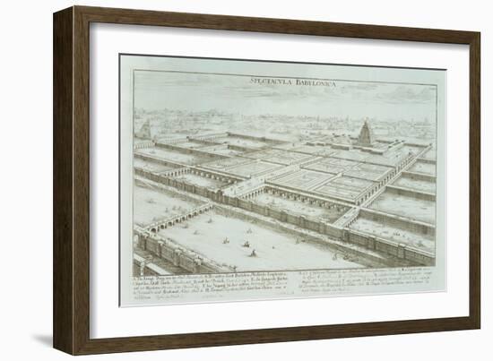Panoramic View of the Royal Palace and Hanging Gardens of Babylon-Johann Bernhard Fischer Von Erlach-Framed Giclee Print