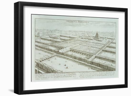 Panoramic View of the Royal Palace and Hanging Gardens of Babylon-Johann Bernhard Fischer Von Erlach-Framed Giclee Print