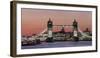 Panoramic view of Tower Bridge framing St. Paul's Cathedral at dusk, London, England-Charles Bowman-Framed Photographic Print