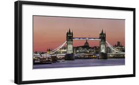 Panoramic view of Tower Bridge framing St. Paul's Cathedral at dusk, London, England-Charles Bowman-Framed Photographic Print
