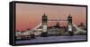 Panoramic view of Tower Bridge framing St. Paul's Cathedral at dusk, London, England-Charles Bowman-Framed Stretched Canvas