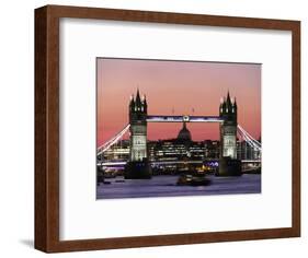 Panoramic view of Tower Bridge framing St. Paul's Cathedral, London, England-Charles Bowman-Framed Photographic Print