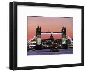 Panoramic view of Tower Bridge framing St. Paul's Cathedral, London, England-Charles Bowman-Framed Photographic Print