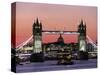 Panoramic view of Tower Bridge framing St. Paul's Cathedral, London, England-Charles Bowman-Stretched Canvas