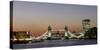 Panoramic view of Tower Bridge framing St. Paul's Cathedral with the City tower, London-Charles Bowman-Stretched Canvas