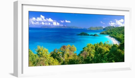 Panoramic View of Trunk Bay, St. John, USVI-George Oze-Framed Photographic Print