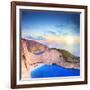 Panoramic View of Zakynthos Island, Greece with a Shipwreck on the Sandy Beach, at Sunset-Ljsphotography-Framed Photographic Print