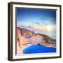 Panoramic View of Zakynthos Island, Greece with a Shipwreck on the Sandy Beach, at Sunset-Ljsphotography-Framed Photographic Print