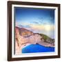 Panoramic View of Zakynthos Island, Greece with a Shipwreck on the Sandy Beach, at Sunset-Ljsphotography-Framed Premium Photographic Print