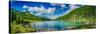 Panoramic View on Mountain Lake in Front of Mountain Range, National Park in Altai Republic, Siberi-null-Stretched Canvas