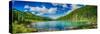 Panoramic View on Mountain Lake in Front of Mountain Range, National Park in Altai Republic, Siberi-null-Stretched Canvas