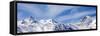 Panoramic View on Winter Snowy Mountains in Windy Day-BSANI-Framed Stretched Canvas