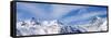 Panoramic View on Winter Snowy Mountains in Windy Day-BSANI-Framed Stretched Canvas