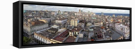 Panoramic View over Havana Centro Towards the Sea from the 9th Floor of Hotel Seville-Lee Frost-Framed Stretched Canvas