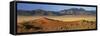 Panoramic View Over Orange Sand Dunes Towards Mountains, Namib Rand Private Game Reserve, Namibia-Lee Frost-Framed Stretched Canvas