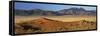 Panoramic View Over Orange Sand Dunes Towards Mountains, Namib Rand Private Game Reserve, Namibia-Lee Frost-Framed Stretched Canvas