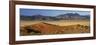 Panoramic View Over Orange Sand Dunes Towards Mountains, Namib Rand Private Game Reserve, Namibia-Lee Frost-Framed Photographic Print