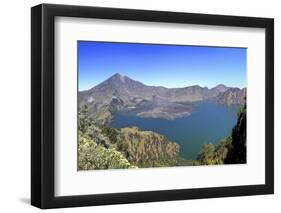 Panoramic View over the Lake Inside the Crater of Rinjani, Lombok, Indonesia-Mark Taylor-Framed Photographic Print