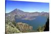 Panoramic View over the Lake Inside the Crater of Rinjani, Lombok, Indonesia-Mark Taylor-Stretched Canvas