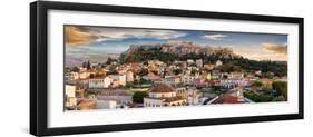 Panoramic View over the Old Town of Athens and the Parthenon Temple of the Acropolis during Sunset-null-Framed Photographic Print