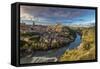 Panoramic View over Toledo and Tagus River, Castile La Mancha, Spain-Stefano Politi Markovina-Framed Stretched Canvas