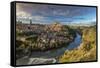 Panoramic View over Toledo and Tagus River, Castile La Mancha, Spain-Stefano Politi Markovina-Framed Stretched Canvas