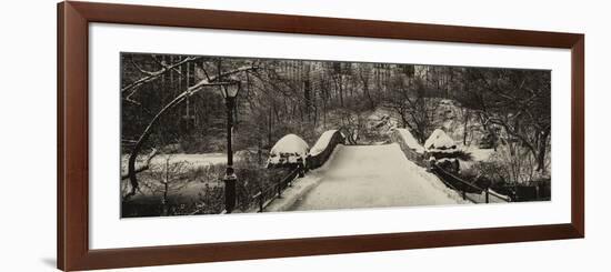 Panoramic View - Snowy Gapstow Bridge of Central Park, Manhattan in New York City-Philippe Hugonnard-Framed Photographic Print