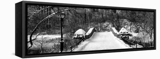 Panoramic View - Snowy Gapstow Bridge of Central Park, Manhattan in New York City-Philippe Hugonnard-Framed Stretched Canvas