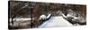 Panoramic View - Snowy Gapstow Bridge of Central Park, Manhattan in New York City-Philippe Hugonnard-Stretched Canvas