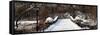 Panoramic View - Snowy Gapstow Bridge of Central Park, Manhattan in New York City-Philippe Hugonnard-Framed Stretched Canvas