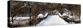 Panoramic View - Snowy Gapstow Bridge of Central Park, Manhattan in New York City-Philippe Hugonnard-Stretched Canvas