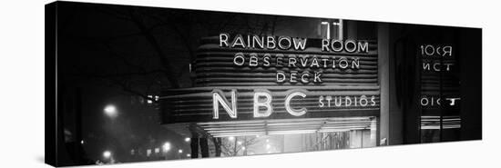 Panoramic View - the NBC Studios in the New York City in the Snow at Night-Philippe Hugonnard-Stretched Canvas