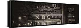 Panoramic View - the NBC Studios in the New York City in the Snow at Night-Philippe Hugonnard-Framed Stretched Canvas