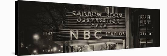 Panoramic View - the NBC Studios in the New York City in the Snow at Night-Philippe Hugonnard-Stretched Canvas