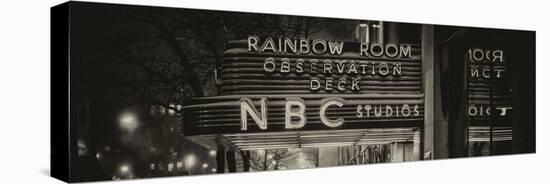 Panoramic View - the NBC Studios in the New York City in the Snow at Night-Philippe Hugonnard-Stretched Canvas