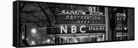 Panoramic View - the NBC Studios in the New York City in the Snow at Night-Philippe Hugonnard-Framed Stretched Canvas