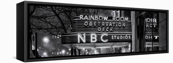 Panoramic View - the NBC Studios in the New York City in the Snow at Night-Philippe Hugonnard-Framed Stretched Canvas