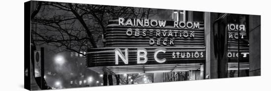 Panoramic View - the NBC Studios in the New York City in the Snow at Night-Philippe Hugonnard-Stretched Canvas