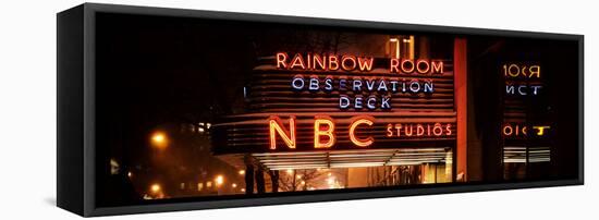 Panoramic View - the NBC Studios in the New York City in the Snow at Night-Philippe Hugonnard-Framed Stretched Canvas