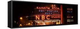 Panoramic View - the NBC Studios in the New York City in the Snow at Night-Philippe Hugonnard-Framed Stretched Canvas