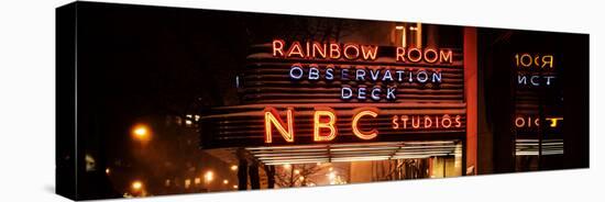 Panoramic View - the NBC Studios in the New York City in the Snow at Night-Philippe Hugonnard-Stretched Canvas