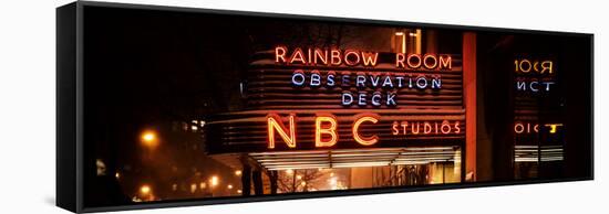 Panoramic View - the NBC Studios in the New York City in the Snow at Night-Philippe Hugonnard-Framed Stretched Canvas