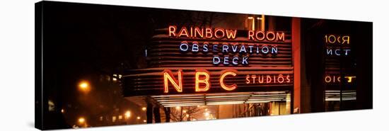 Panoramic View - the NBC Studios in the New York City in the Snow at Night-Philippe Hugonnard-Stretched Canvas