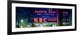 Panoramic View - the NBC Studios in the New York City in the Snow at Night-Philippe Hugonnard-Framed Photographic Print