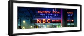 Panoramic View - the NBC Studios in the New York City in the Snow at Night-Philippe Hugonnard-Framed Photographic Print